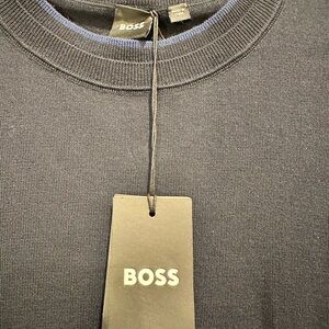 BOSS Men's Dark Navy Crewneck Sweater